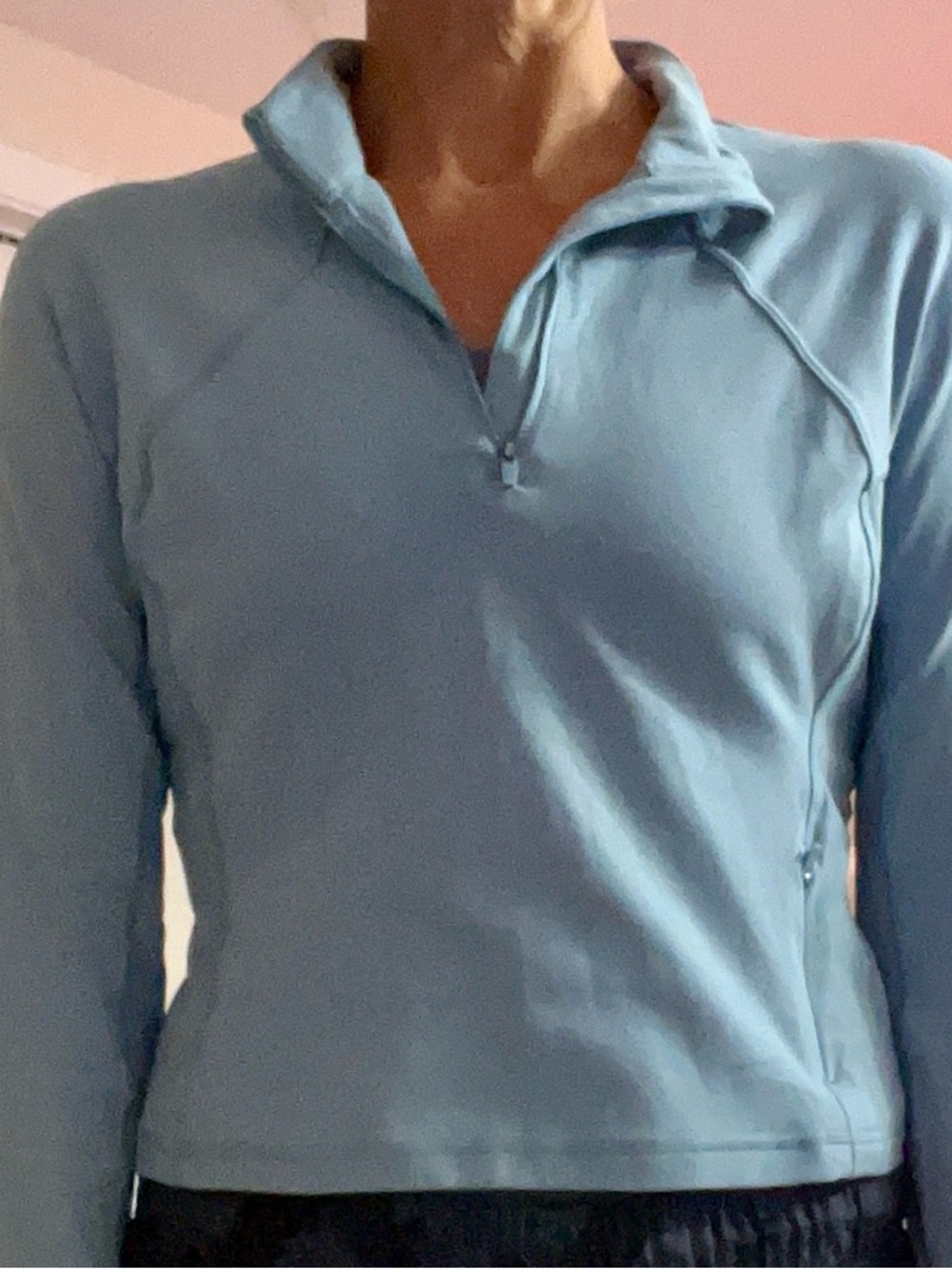 Light Blue Women's Quarter-Zip Pullover Top